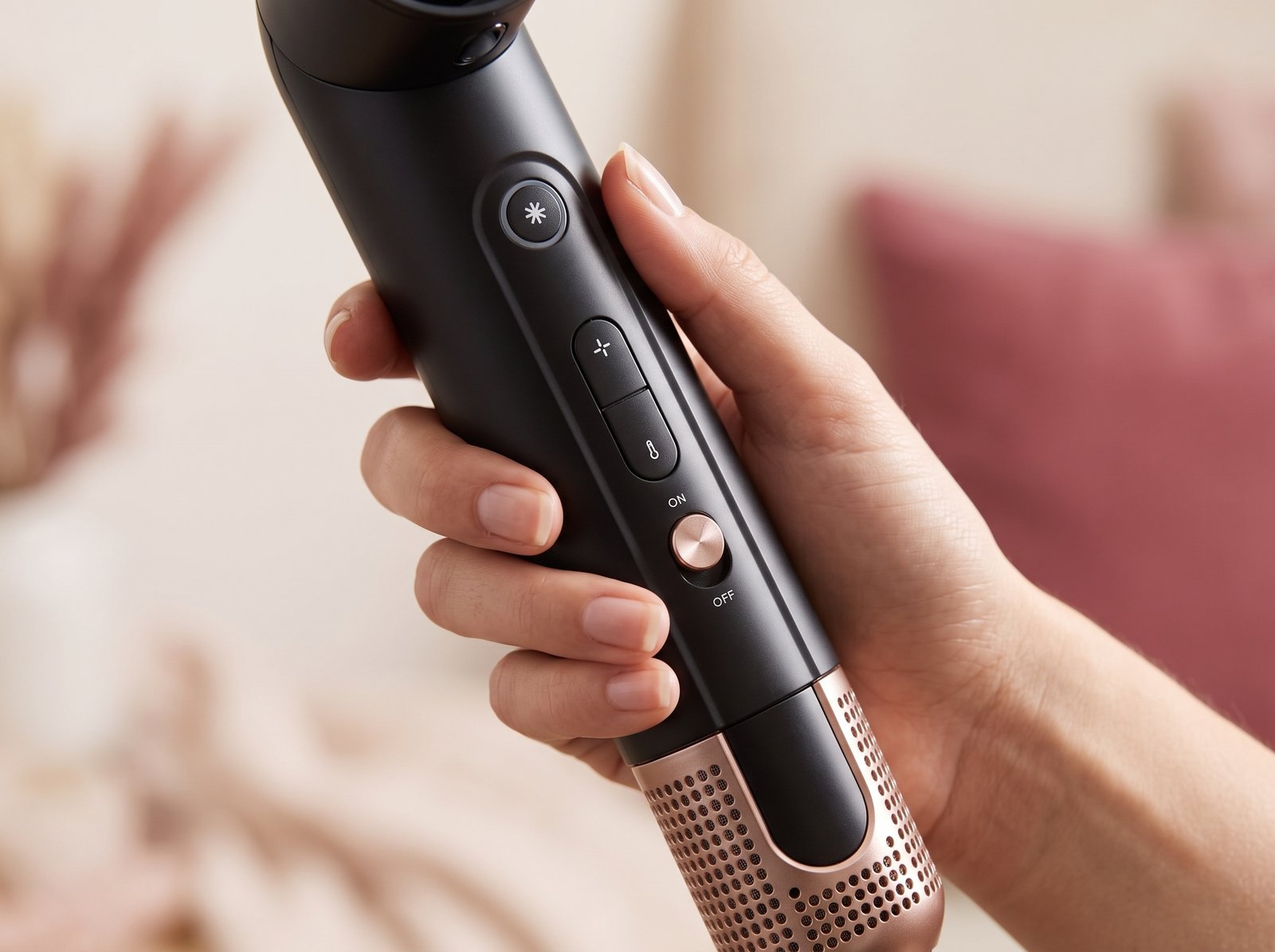 Hand-holding-the-ion-Luxe-Airstyler-Pro-near-its-control-buttons